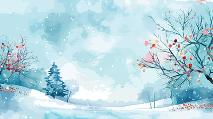 Watercolor illustration winter season frame Vector illustration