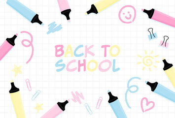 vector background with a set of back to school icons for banners, cards, flyers, social media wallpapers, etc.