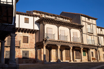View of the houses in the Market Square. Atienza, Guadalajara, Spain.