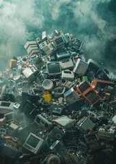 Pile of Electronic Waste in Misty Atmosphere &ndash; Generative AI