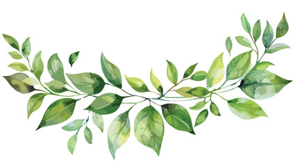 Watercolor leaf. Floral wreath border. Leaves perfect