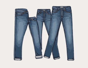 Jeans en denim isolés sur fond blanc (Clipping Path)
