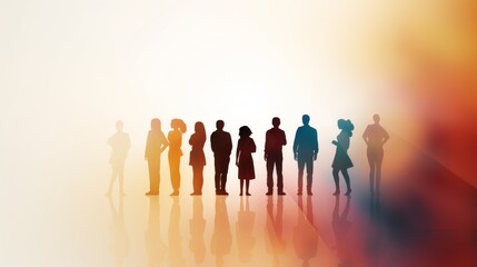 Diverse Silhouettes of Collaborative Co-workers in Community Group Setting with Copy Space.