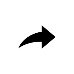 Black forward arrow icon with simple and modern design 