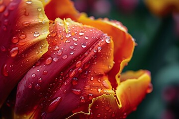 red tulip with water drops