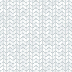 Vector simple knitted seamless pattern. Light grey knit texture. Knitted wool fabric texture for background, wrapping paper, textile design, decoration