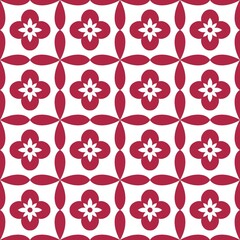Rad and white seamless pattern flowers