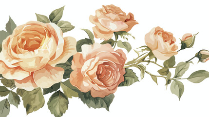 Watercolor roses flower bouquet. Floral vintage illustration