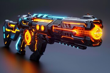 Naklejka premium Futuristic Plasma Weapon with Glowing Energetic Features 