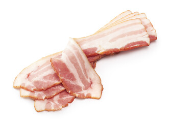 Raw bacon slices isolated