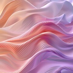 Obraz premium Abstract pastel waves in soft tones with a blend of pink, purple, and peach hues creating a serene and calming visual effect.