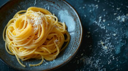 Comforting Gourmet Delight - Tangled Spaghetti Nest on Vintage Plate