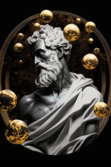 Obraz premium Stoic Marble Deity with Golden Accents