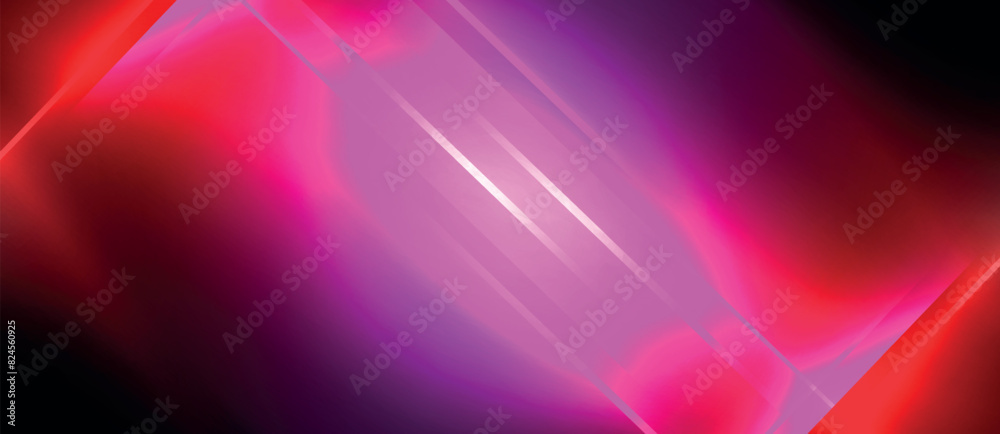 Poster a red and purple light beam is brightly shining against a dark black background, creating a striking