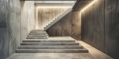 Obraz premium Abstract, modern interior featuring a geometrically intriguing staircase