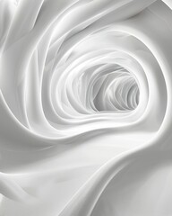 Abstract white swirling fabric texture, creating a smooth and elegant pattern, perfect for backgrounds, textures, or design elements.