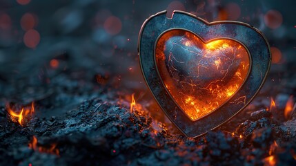 A vibrant image of a heart inside a shield, symbolizing heart health. photo