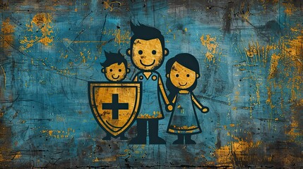 A drawing of a family surrounded by a protective shield, symbolizing family health. image
