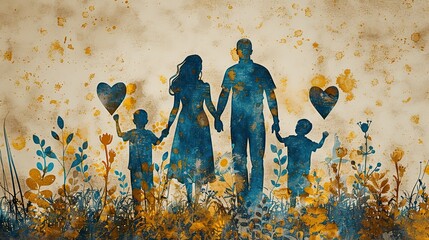 A drawing of a family surrounded by a protective shield, symbolizing family health. photo