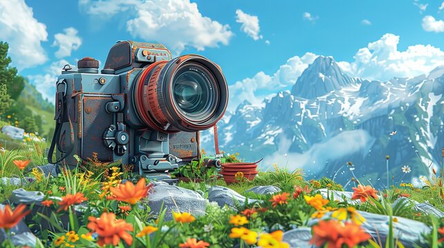 
world photography day social media post template design for world photography day. illustration of a hand holding a camera poster and banner 
