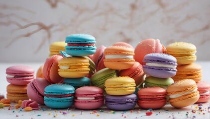 Colorful Macarons on Table