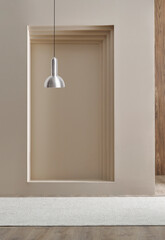 Lamp and decorative wall background room concept, brown and carpet parquet floor, interior design.