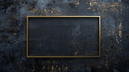 An image of a gold rectangle frame against a dark fabric texture