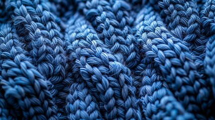 Background of indigo blue, knitted fabric texture