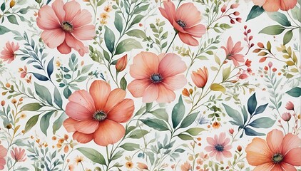 Floral Wallpaper with a Repeating Pattern