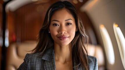 female manager on business jet
