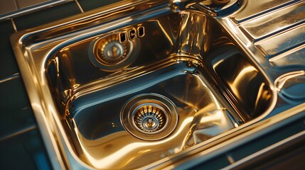 Top mount vintage kitchen sink, detailed close-up, isolated background with studio lighting,...
