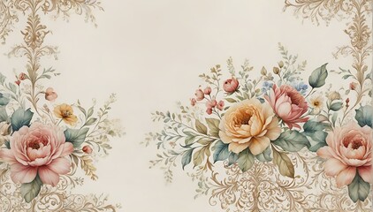 Floral Wallpaper with Floral Border