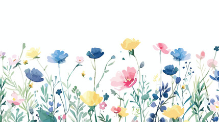 Wildflowers border banner for stationary greetings