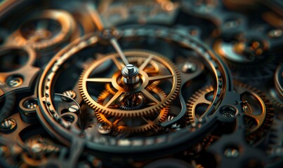 Macro Shot of Intricate Cogs and Gears in Mechanical Watch
