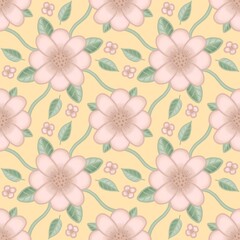 Obraz premium Handdrawn Vintage Flower Tile