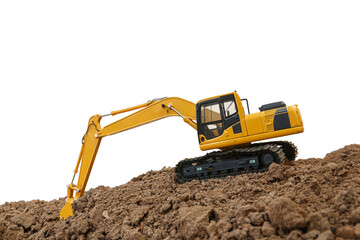 Crawler Excavators  is digging soil in the construction site on isolated white background.