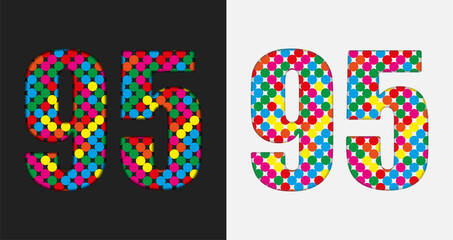 Bubble number - 95. Glitter figure of colored dots
