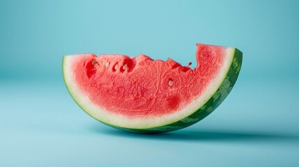 Perfectly cut watermelon slice, highlighting texture and juiciness, isolated background, studio lighting