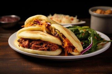 Venezuelan arepa stuffed with a variety of fillings.