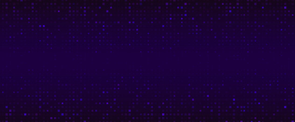 Fototapeta premium Tech pixel bg. Abstract pattern background for finance data or medical design. Futuristic grid and network business presentation. Gamer addition purple rectangle space. Crypto or cyber backdrop