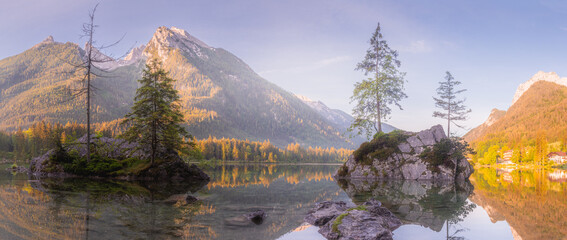 View of Hintersee lake in Berchtesgaden National Park Bavarian Alps, Germany