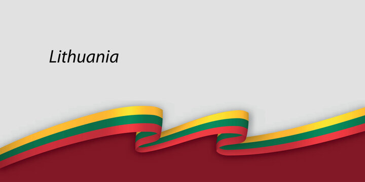 3d ribbon with national flag Lithuania isolated on white background