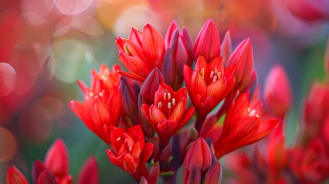 Red floral background, anigozanthos rampaging roy slaven, design space