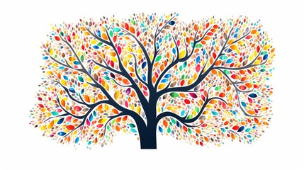 Colorful Fingerprint Tree Representing Diversity Identity on White Background - High Quality Photo