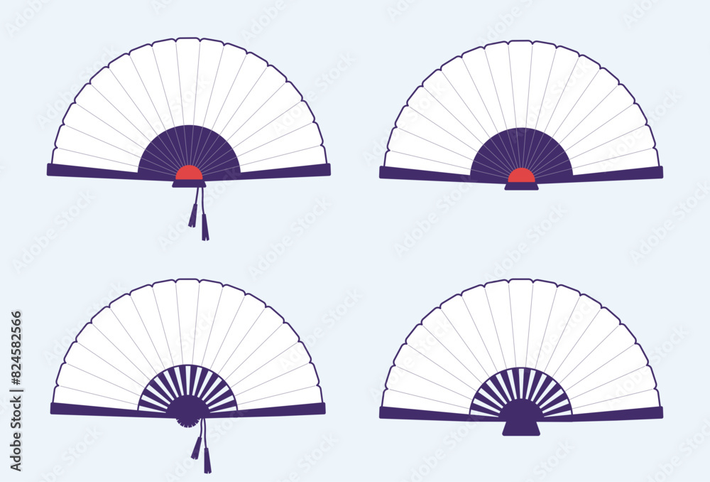 Wall mural beautiful hand fan isolated on white