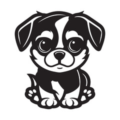 Simple and minimalistic cartoon dog icon, black vector illustrations on white background