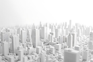 Obraz premium A highly detailed 3D model of a cityscape in pristine white, showcasing buildings, streets, and infrastructure with intricate precision