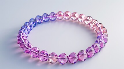 Fototapeta premium Delicate pink and purple bracelet, top view, isolated background with professional studio lighting, perfect for product showcases