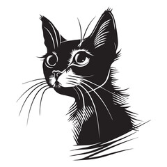 Cat head logo art design, black vector illustration on white background