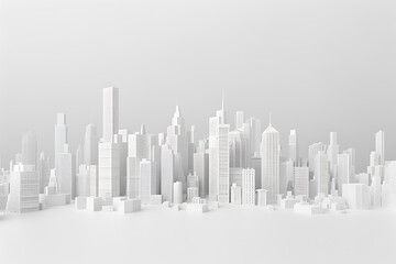Obraz premium A highly detailed 3D model of a cityscape in pristine white, showcasing buildings, streets, and infrastructure with intricate precision